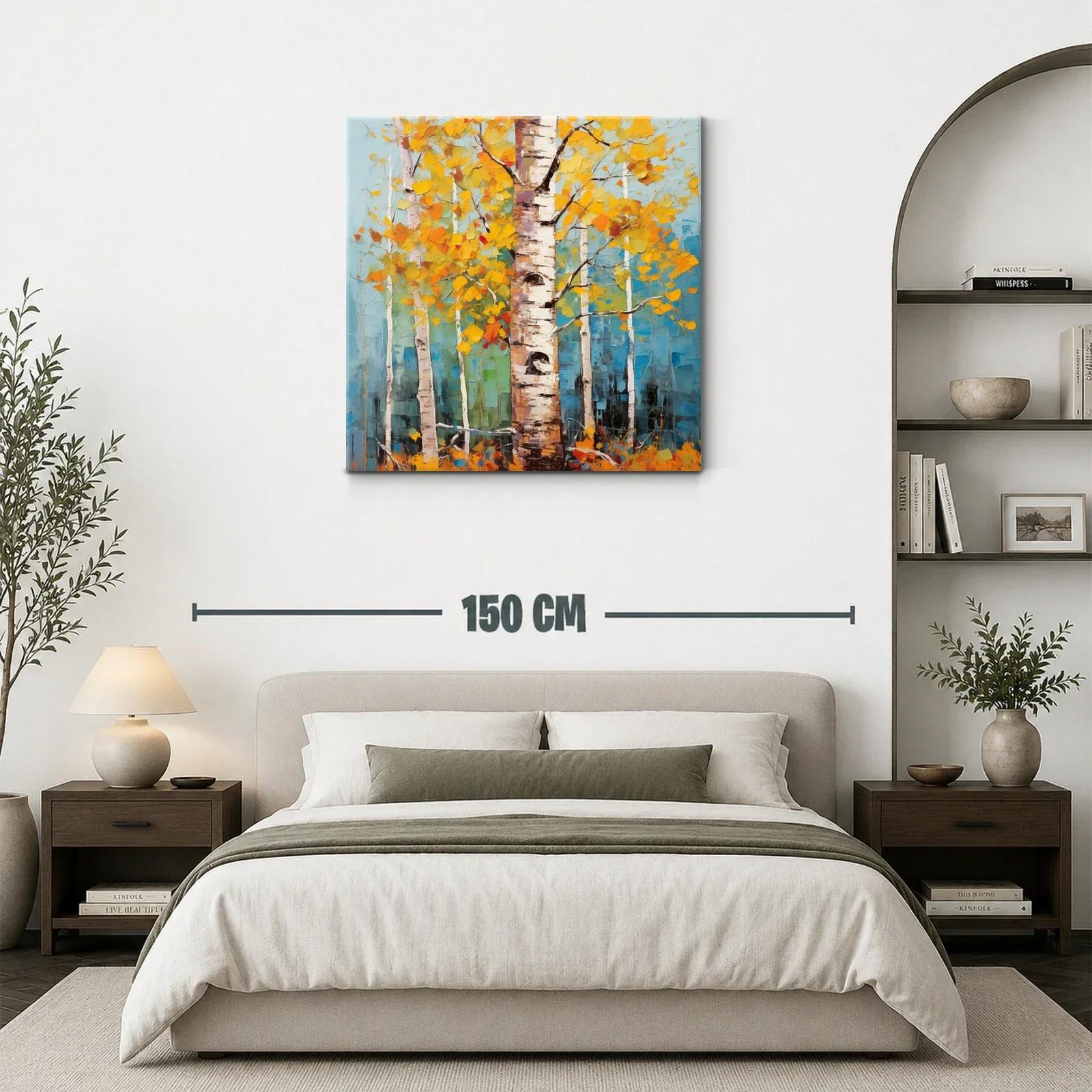 Bosque de abedules con hojas amarillas vibrantes — miniatura 3