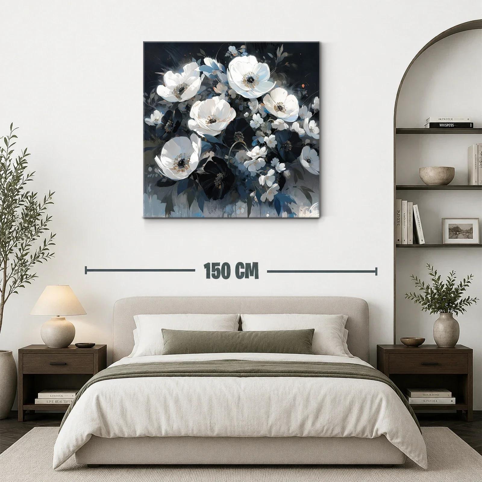 Ramo de flores blancas y negras con estilo romántico — miniatura 3