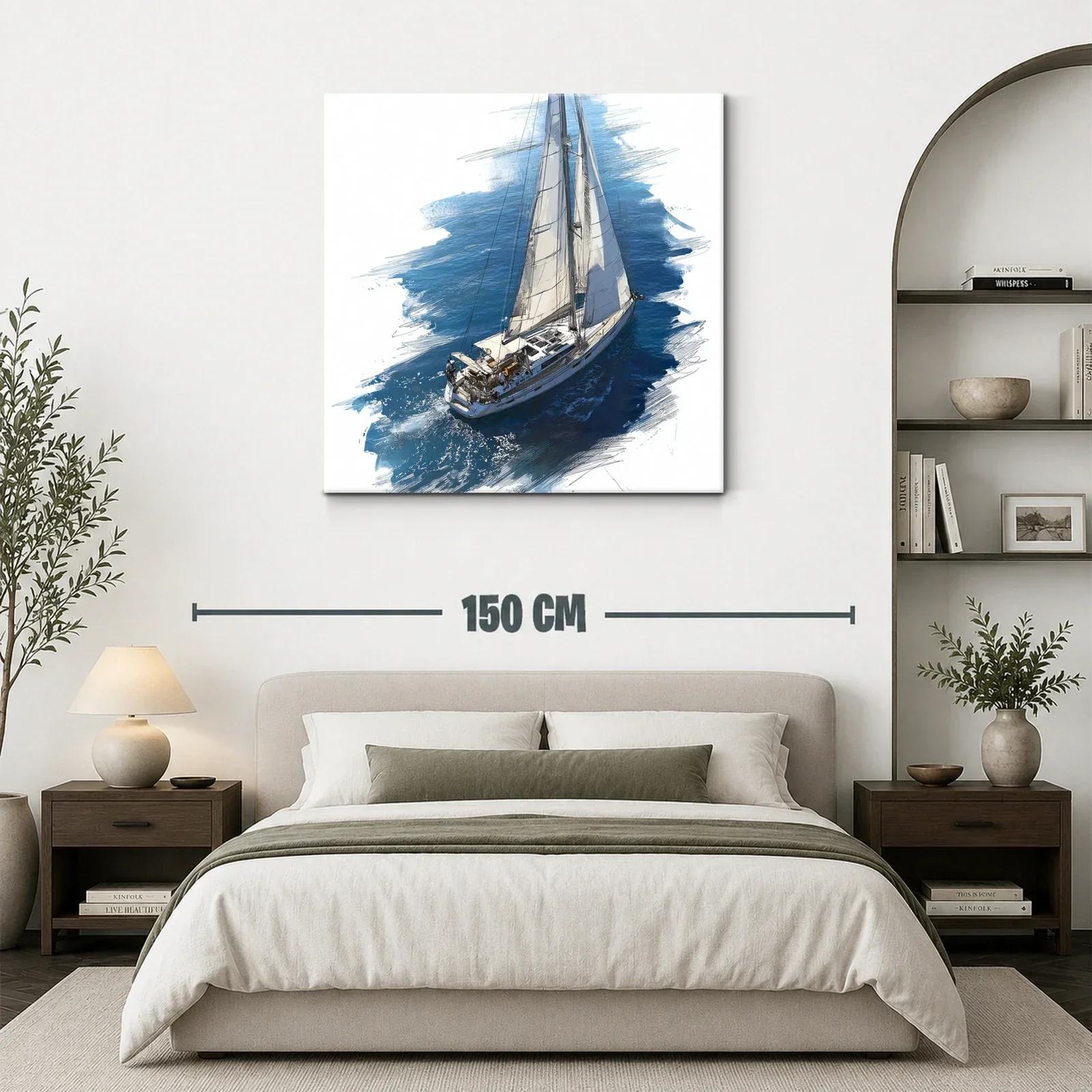 Velero Navegando sobre Mar Azul con Viento Suave — miniatura 3