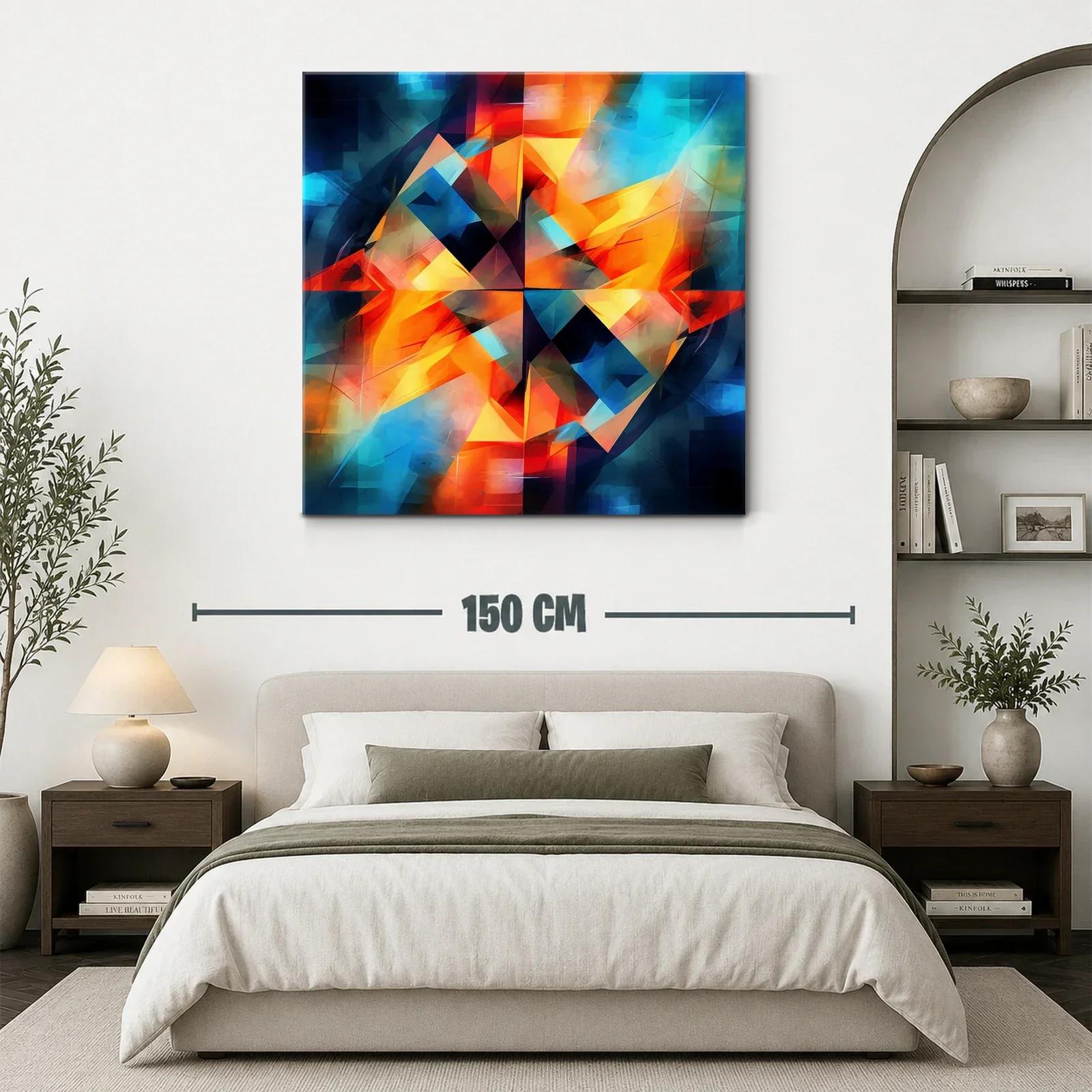 Cuadro abstracto con vibrantes tonos cálidos y fríos — miniatura 3