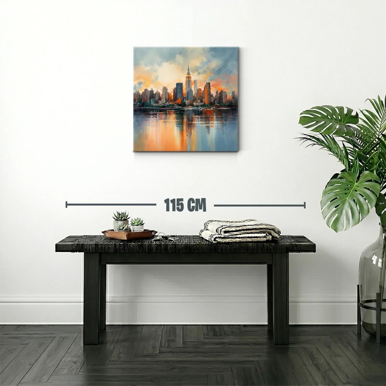 Atardecer vibrante en skyline urbano con reflejos en agua — miniatura 2