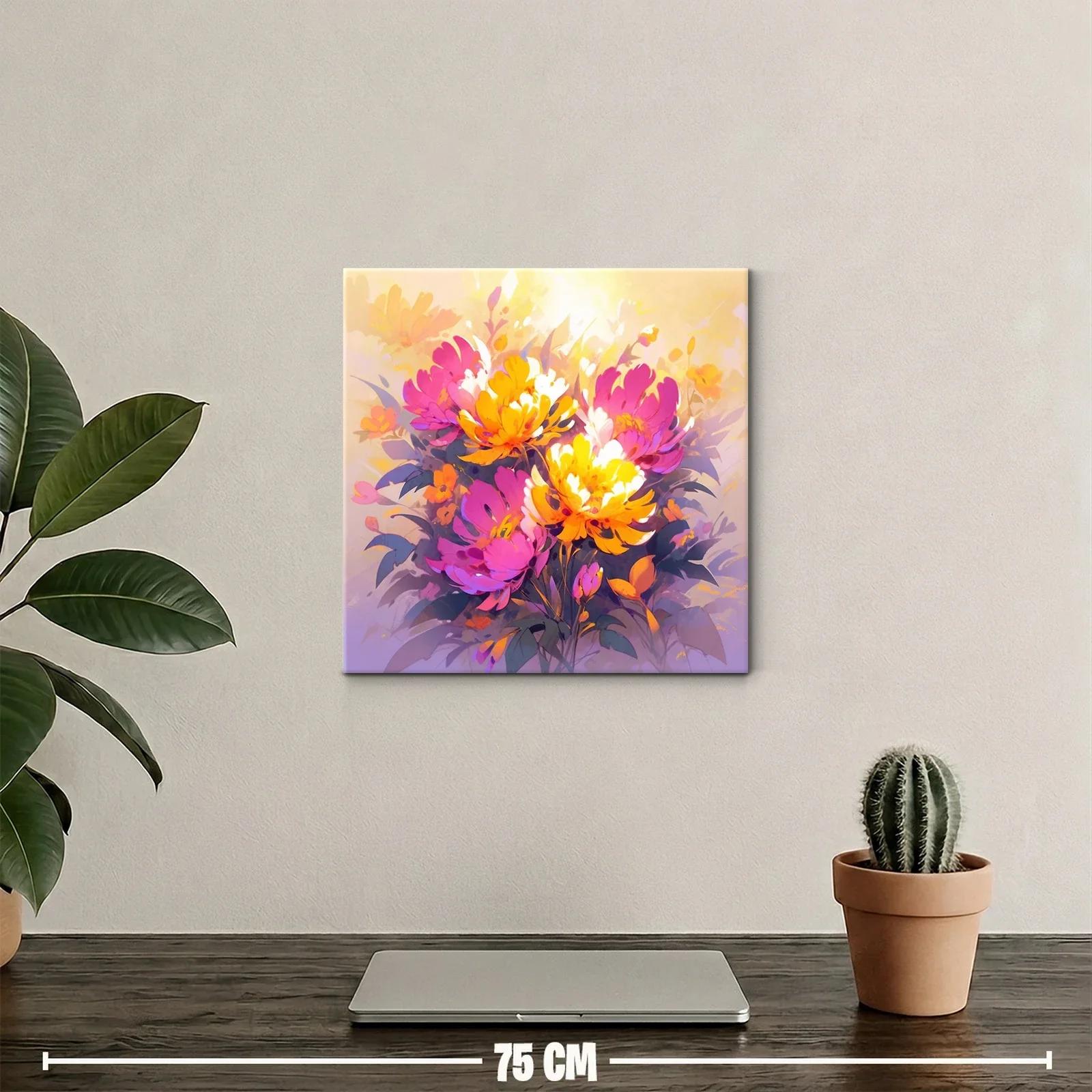 Cuadro con ramo de flores vibrantes en tonos cálidos — miniatura 2