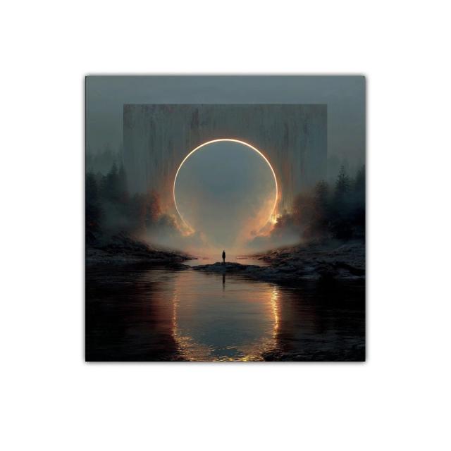 Cuadro con Portal Luminoso en Paisaje Místico y Sereno