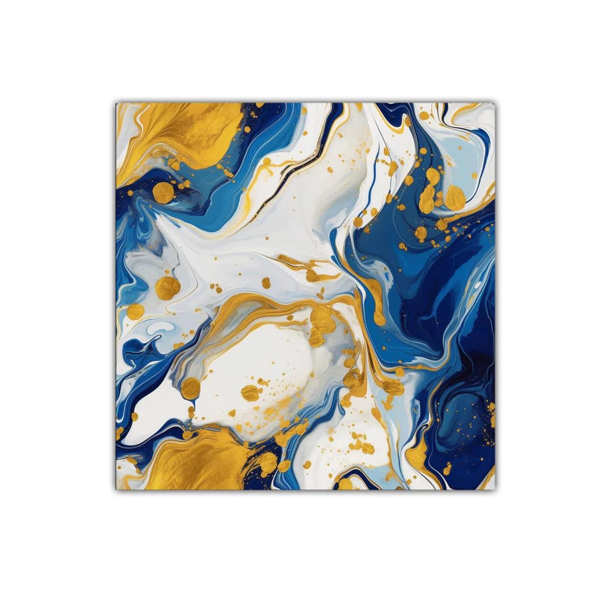 Cuadro abstracto con colores azul marino y dorado vibrante — imagen principal