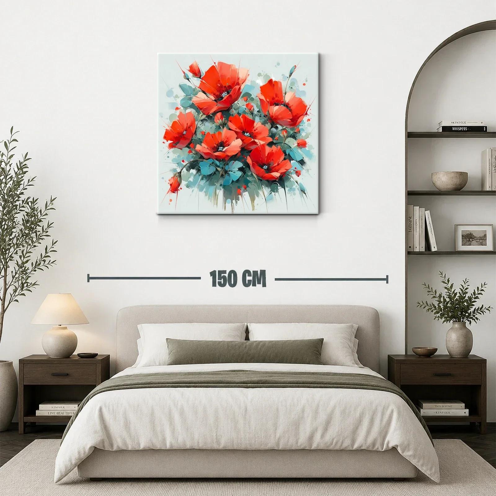 Vibrante obra floral con amapolas rojas luminosas — miniatura 3