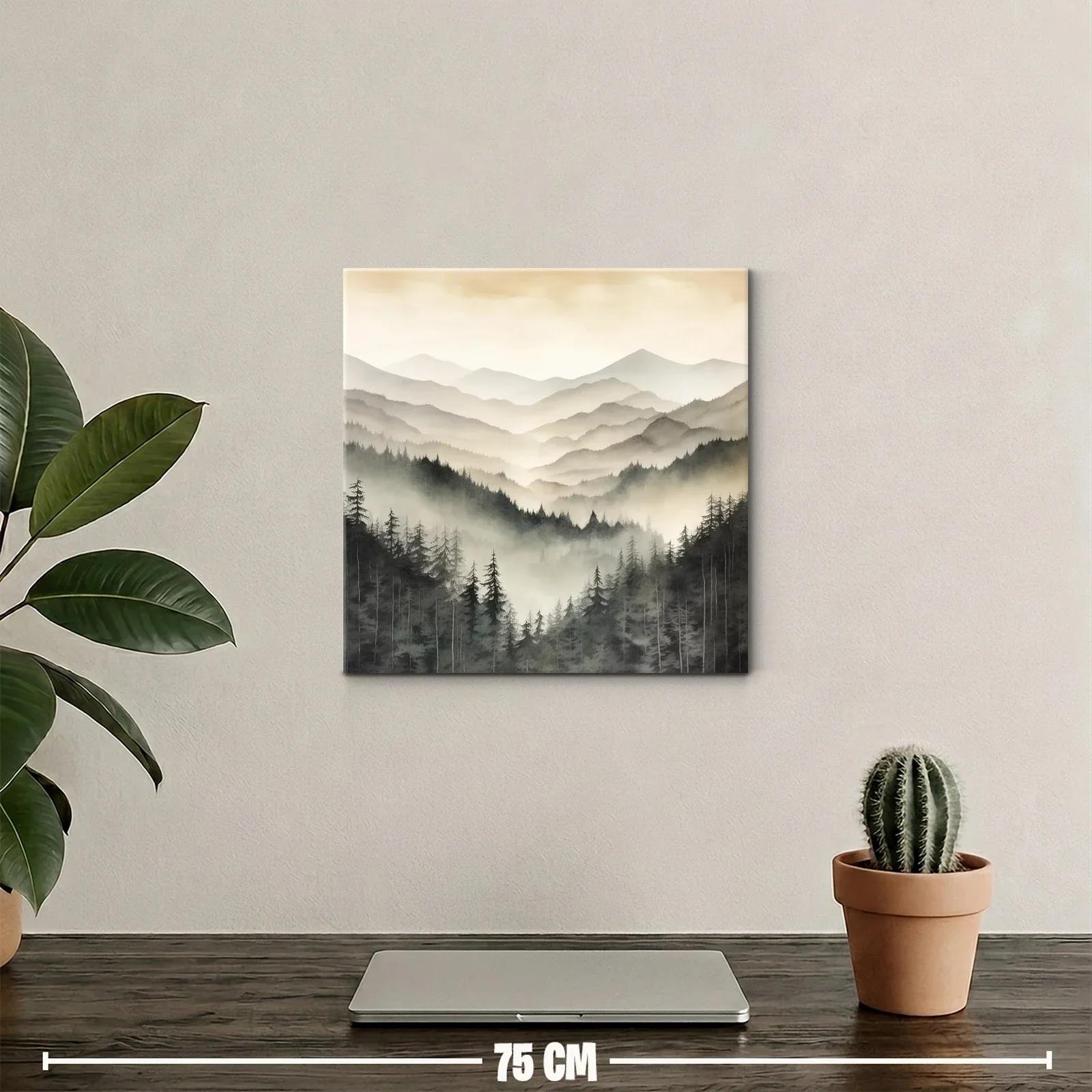 Paisaje de Montañas y Bosques con Niebla Suave y Tranquila — miniatura 2