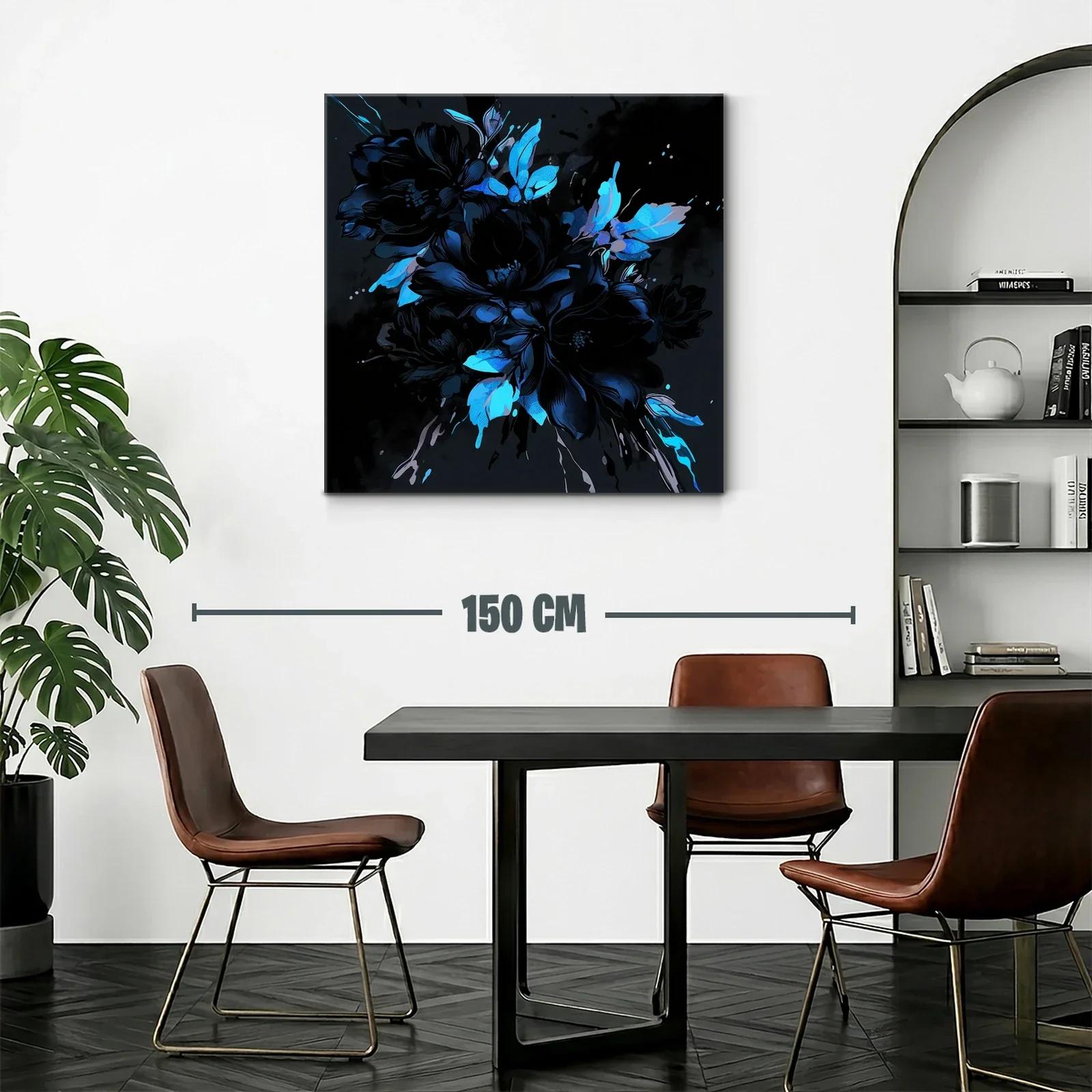Elegancia floral en tonos oscuros y azules vibrantes — miniatura 2