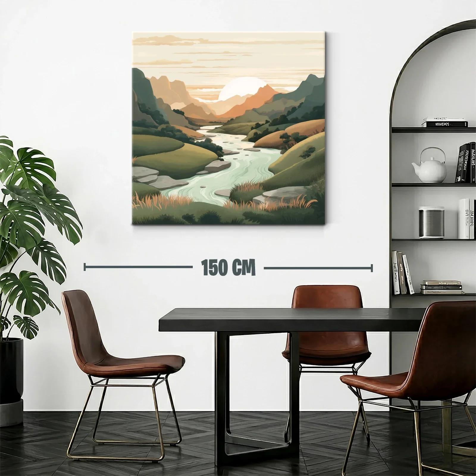 Paisaje sereno con río y montañas al atardecer — miniatura 2