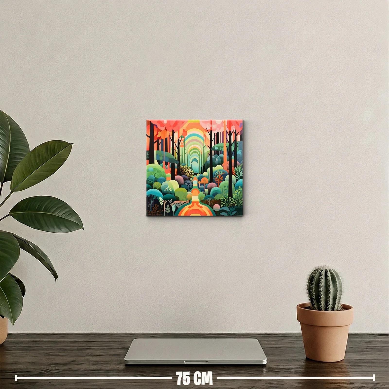 Bosque colorido con arcos de luz en tonos vibrantes — miniatura 2