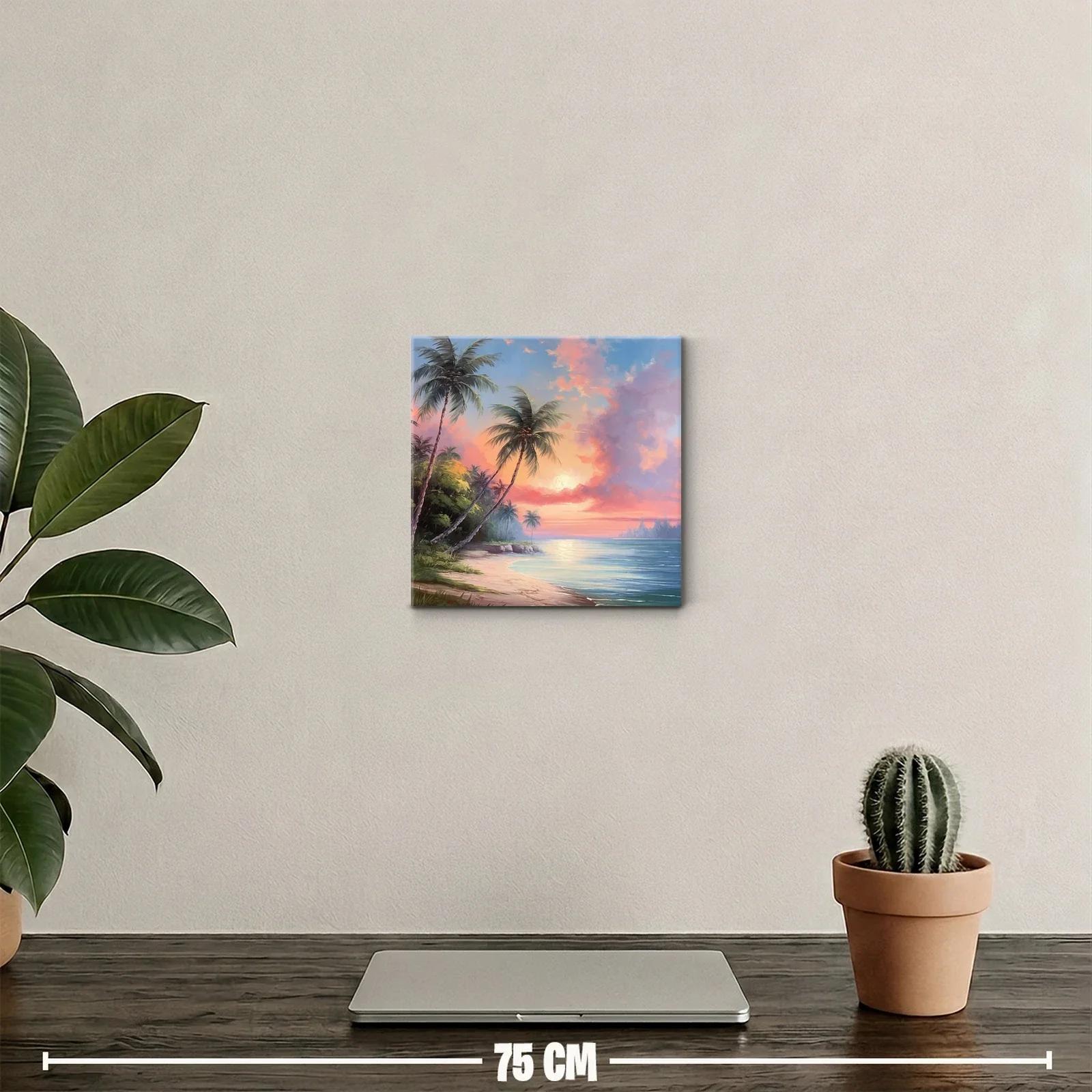 Atardecer tropical con palmeras junto al mar — miniatura 2