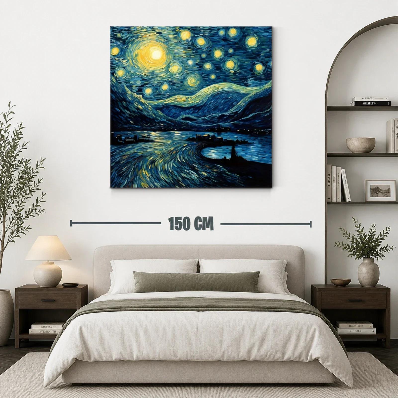 Paisaje nocturno con cielo estrellado y reflejos vibrantes — miniatura 3