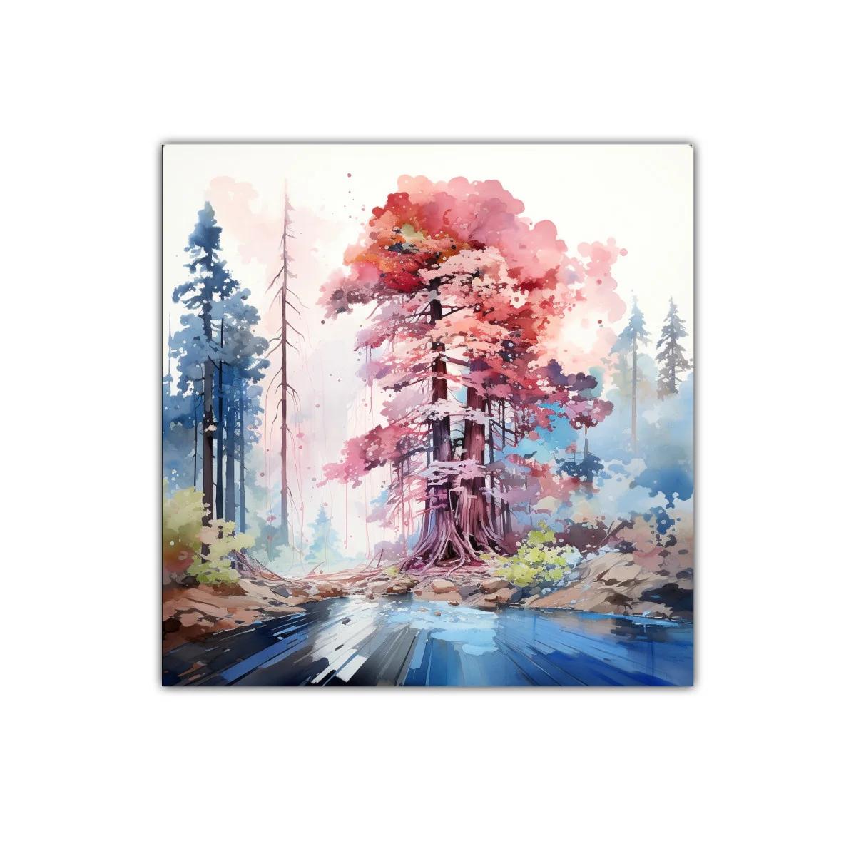 Bosque encantado con tonos cálidos y reflejos azules — imagen principal