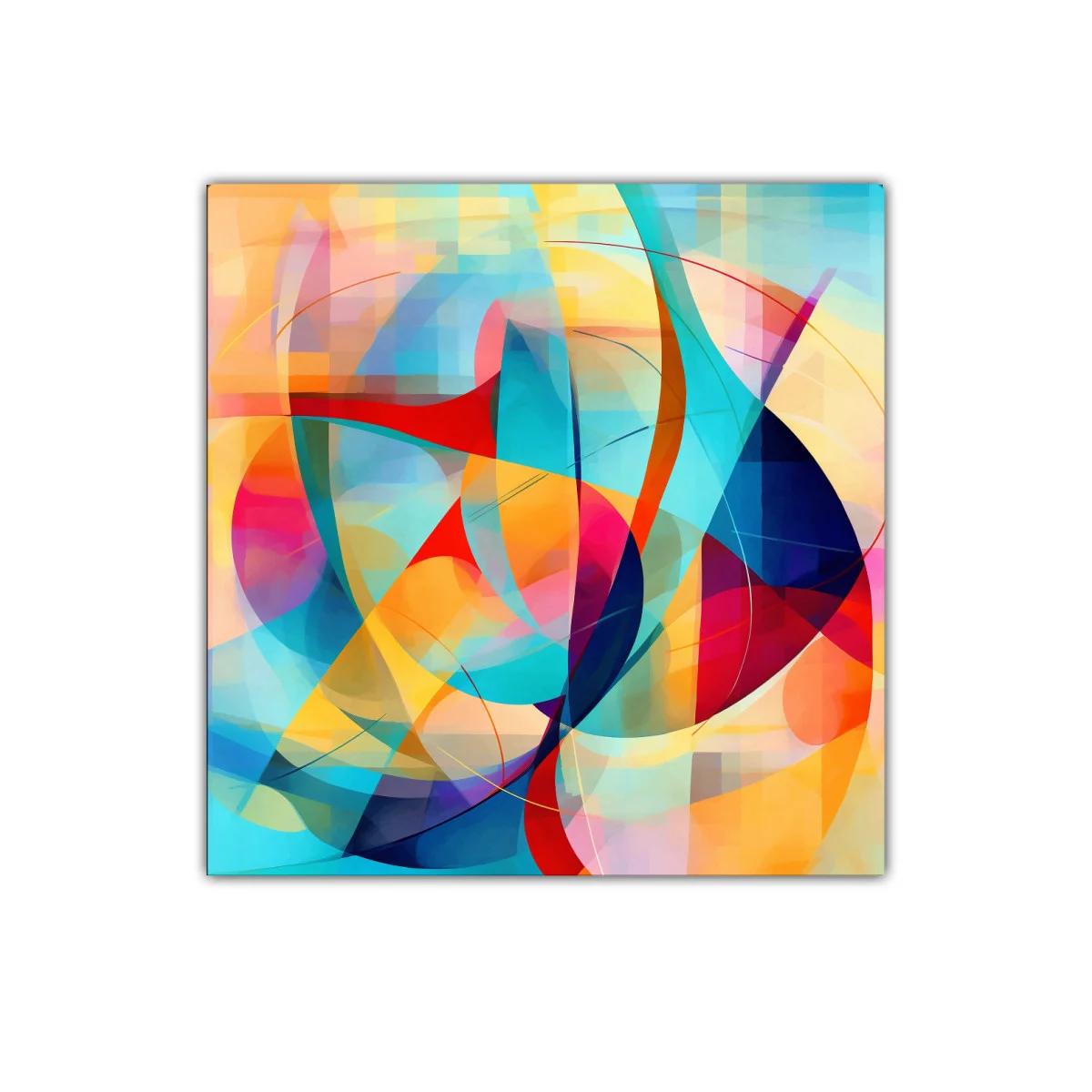 Cuadro abstracto con vibrantes formas y colores dinámicos