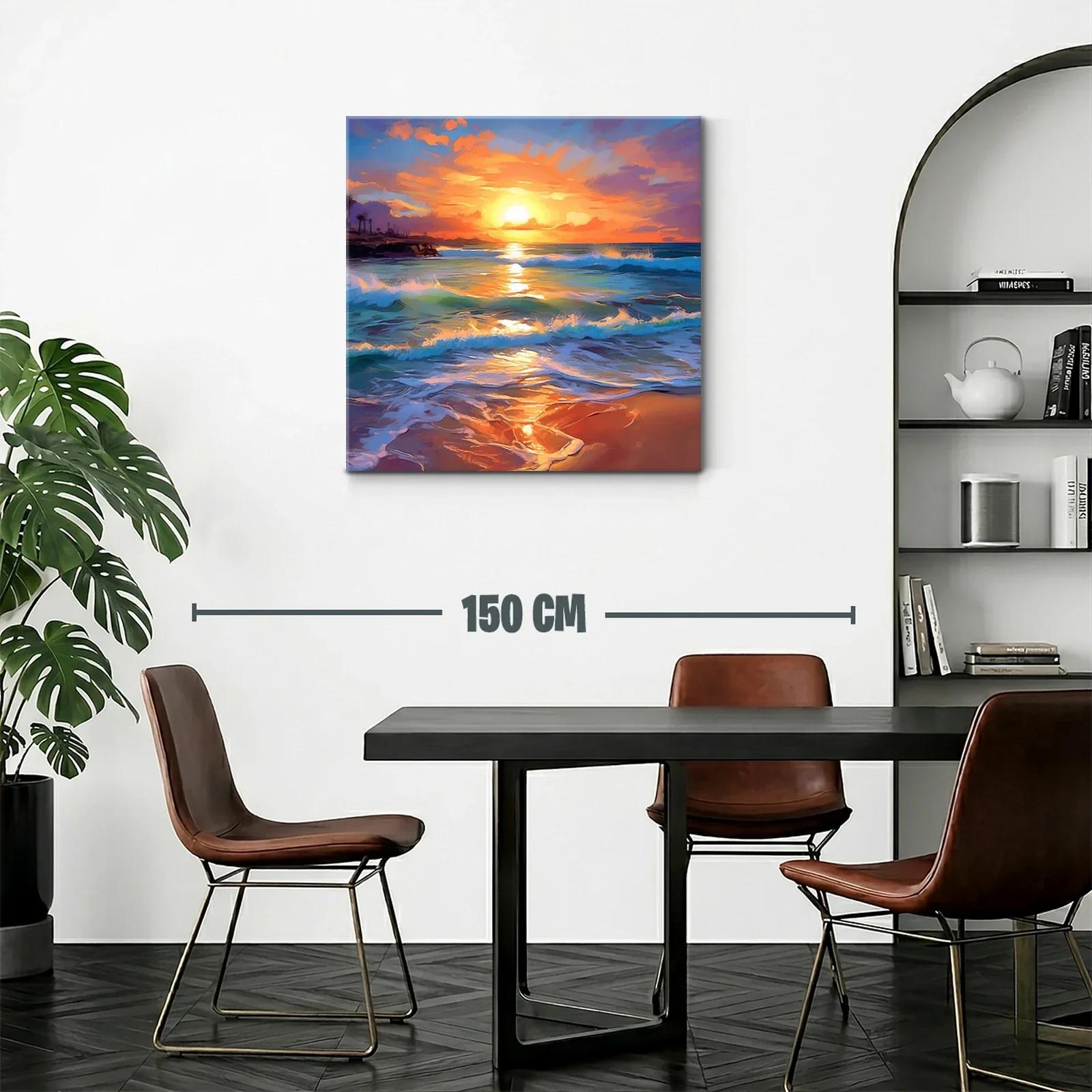 Atardecer vibrante con olas en playa serena — miniatura 2
