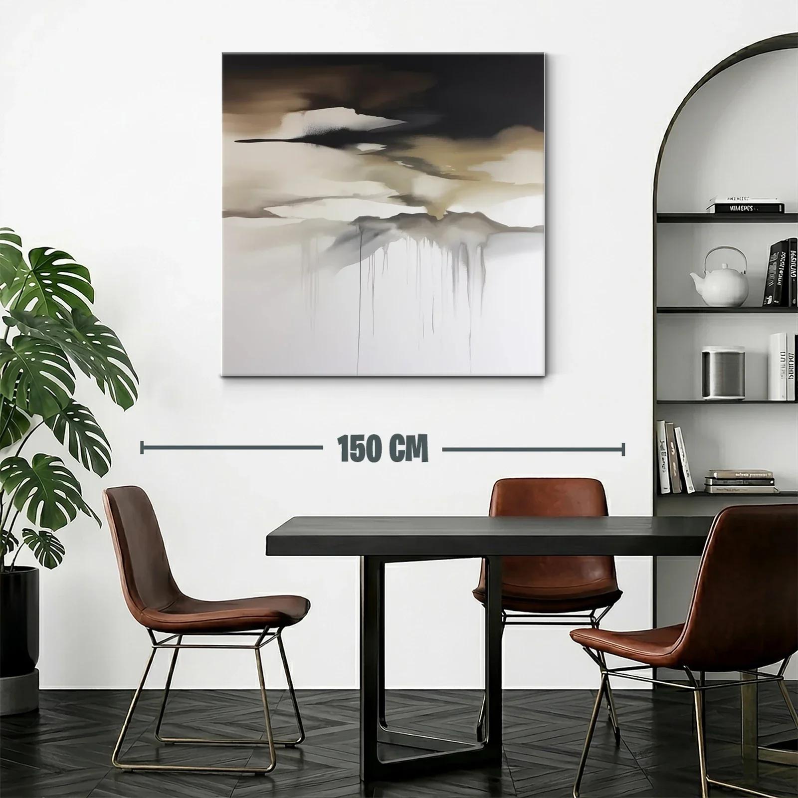 Cuadro abstracto con tonos tierra y grises suaves — miniatura 2