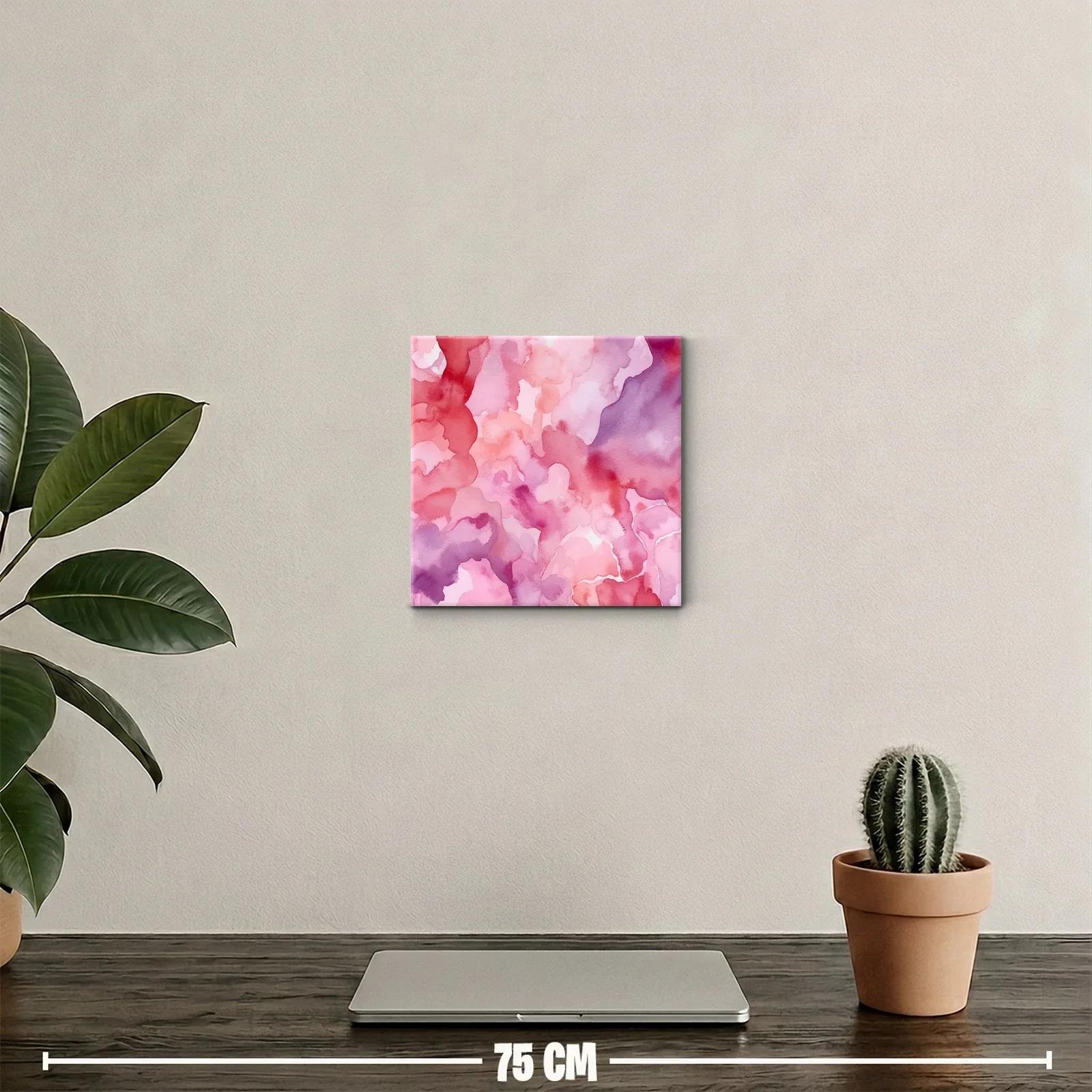 Cuadro abstracto en tonos rosa y púrpura confluencias suaves — miniatura 2
