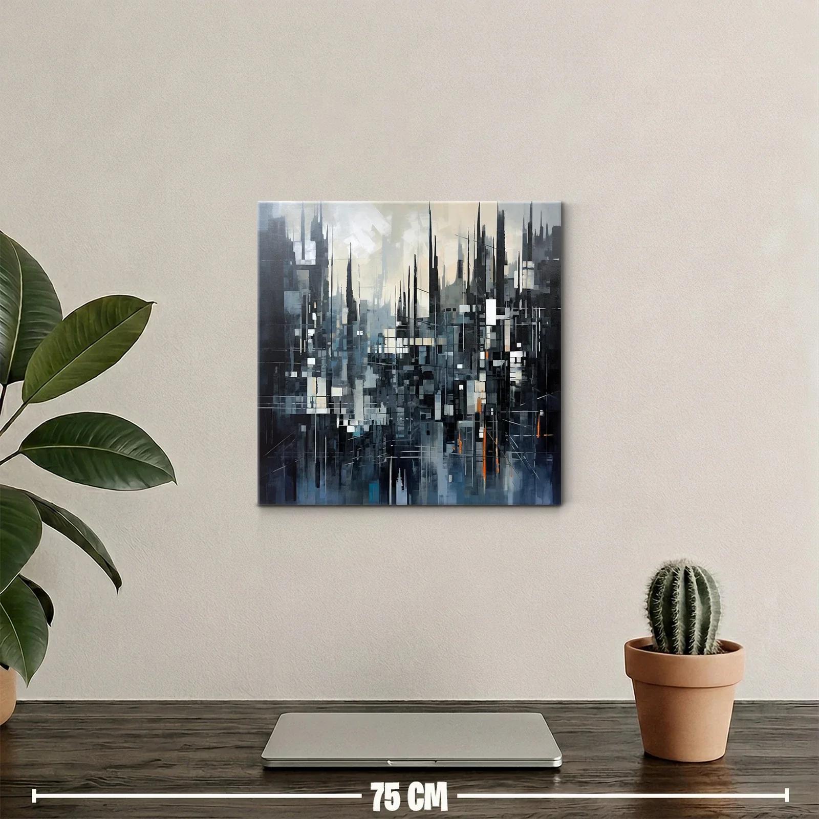 Composición abstracta urbana en tonos fríos y toques cálidos — miniatura 2