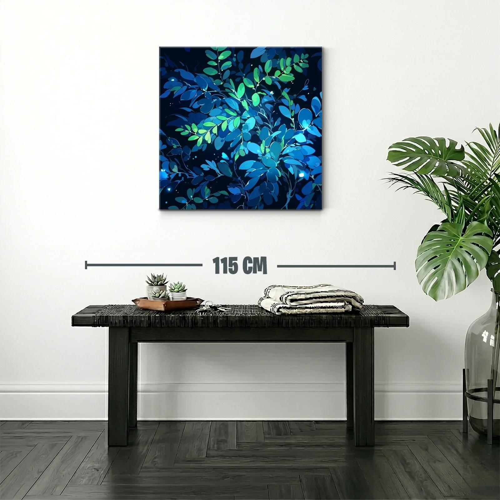 Cuadro Abstracto Hojas en Tonos Azules y Verdes — miniatura 2