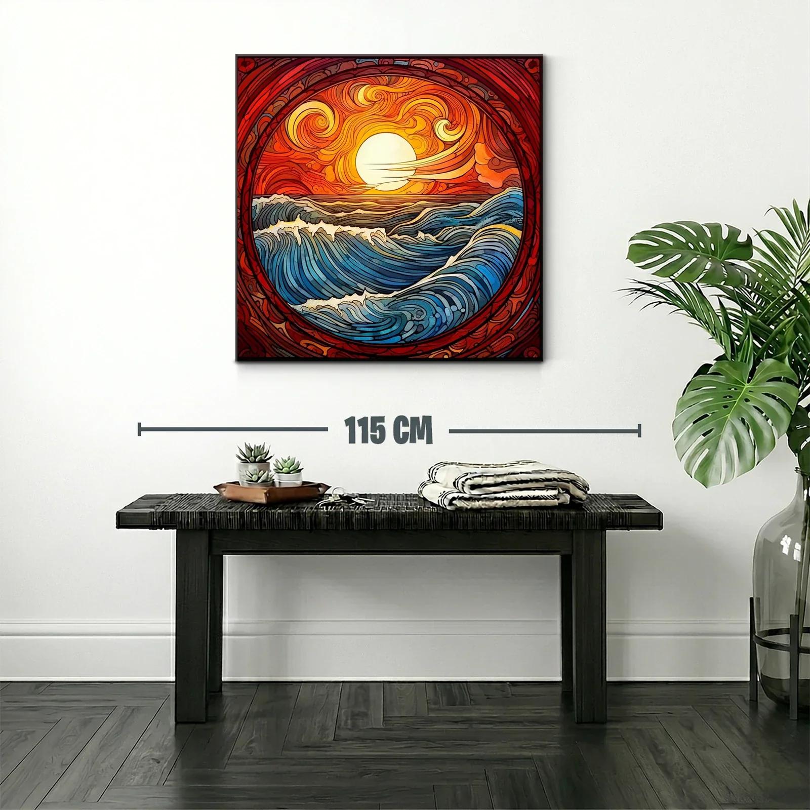 Paisaje vibrante de mar y sol en tonos cálidos y azules — miniatura 2