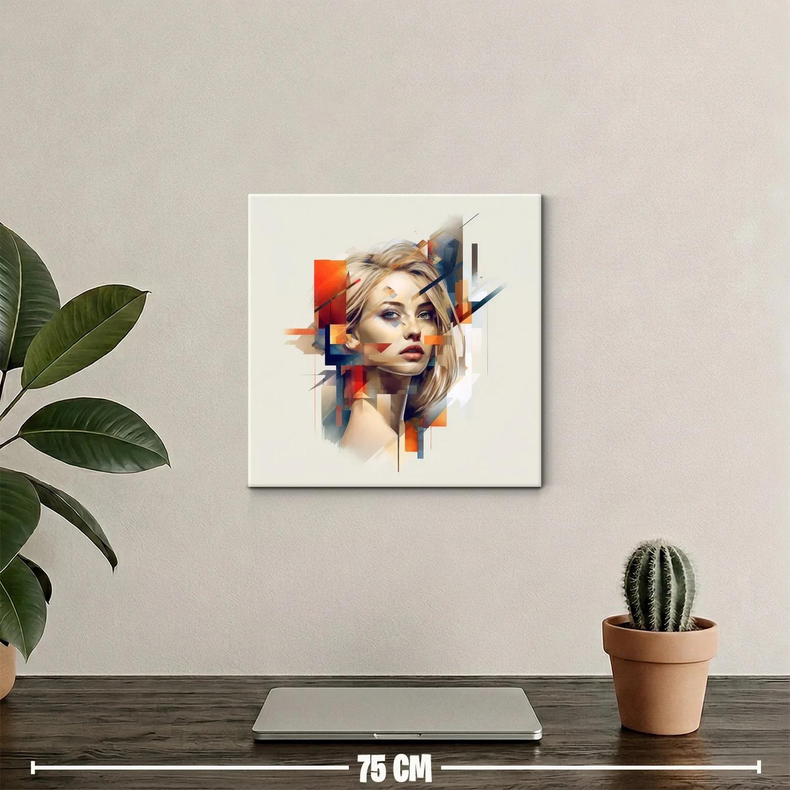 Retrato abstracto femenino con tonos cálidos y fríos — miniatura 2