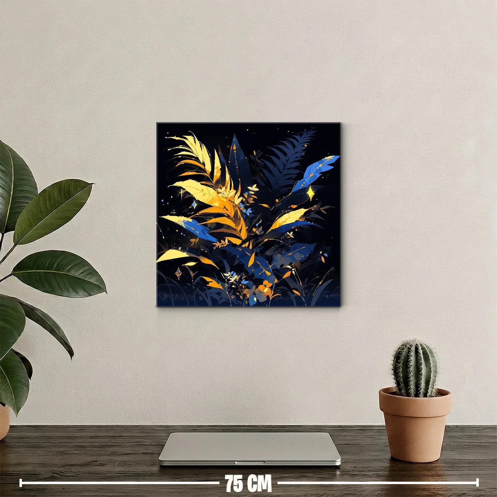 Ramillete luminoso de hojas en tonos azules y dorados — miniatura 2