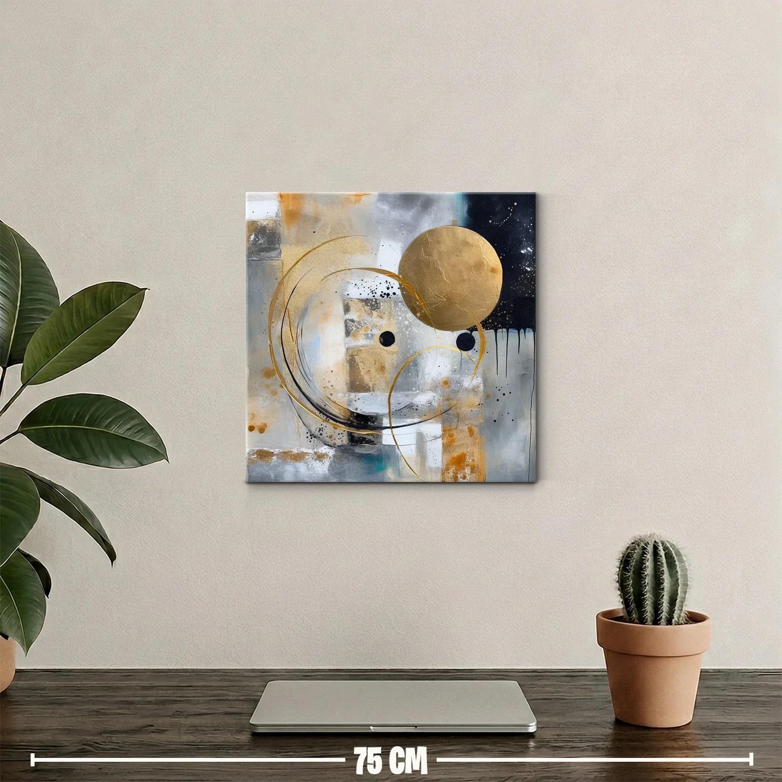 Composición abstracta con círculos dorados y tonos neutros — miniatura 2