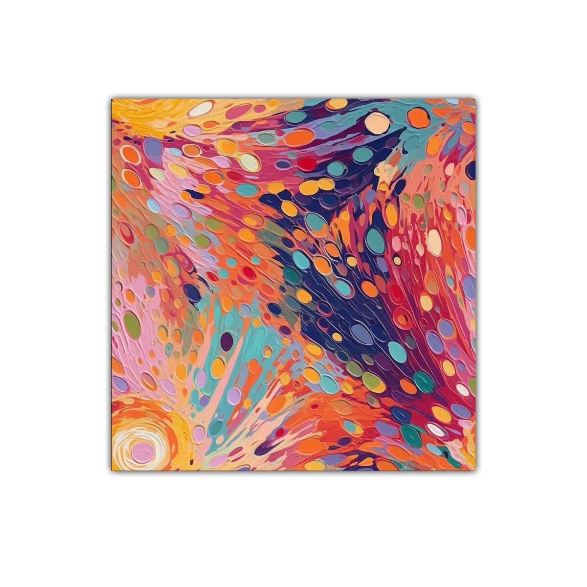 Cuadro vibrante con formas abstractas en tonos cálidos