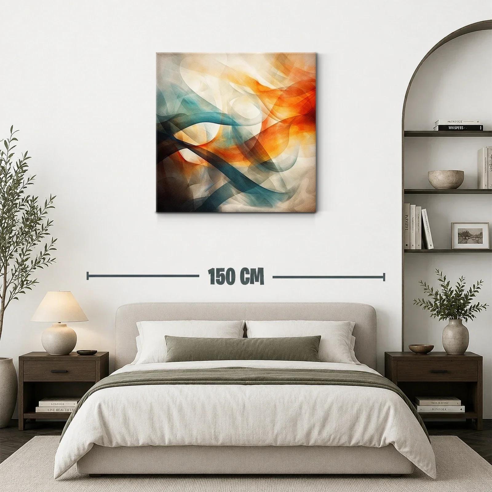 Composición abstracta con tonos cálidos y fríos fluidos — miniatura 3