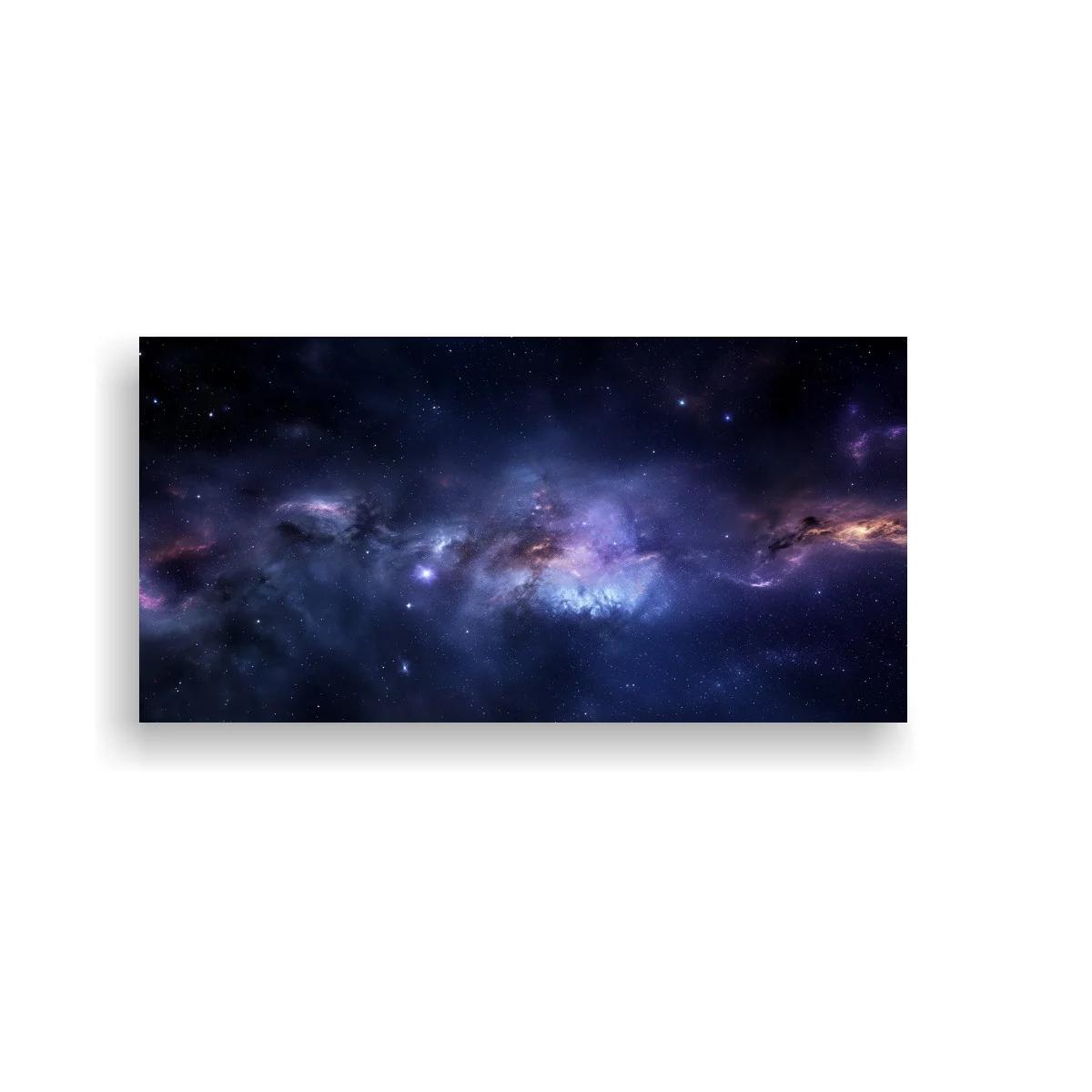 Cuadro galaxia panorámica con franja luminosa violeta
