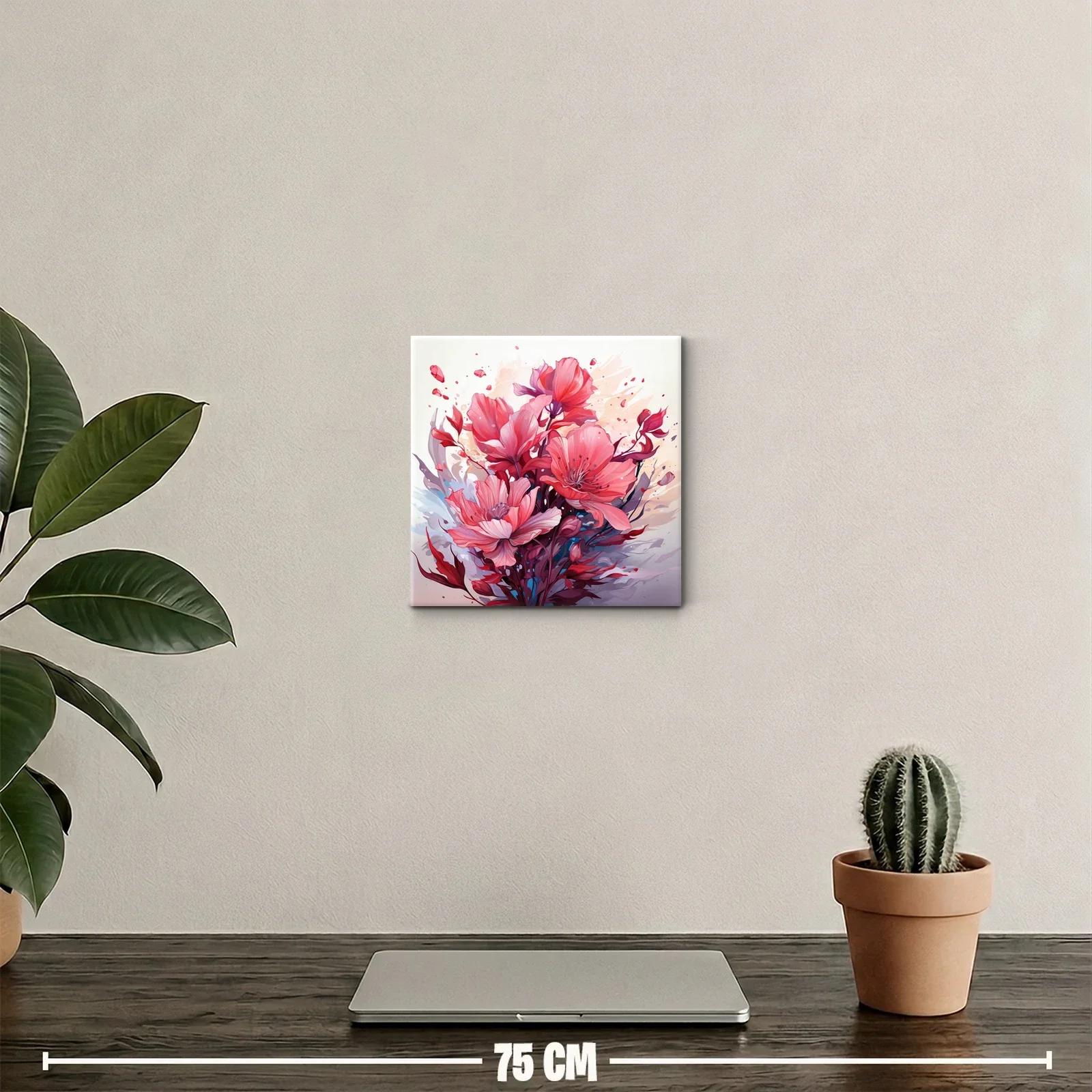 Cuadro decorativo con vibrante ramo de flores rosadas — miniatura 2