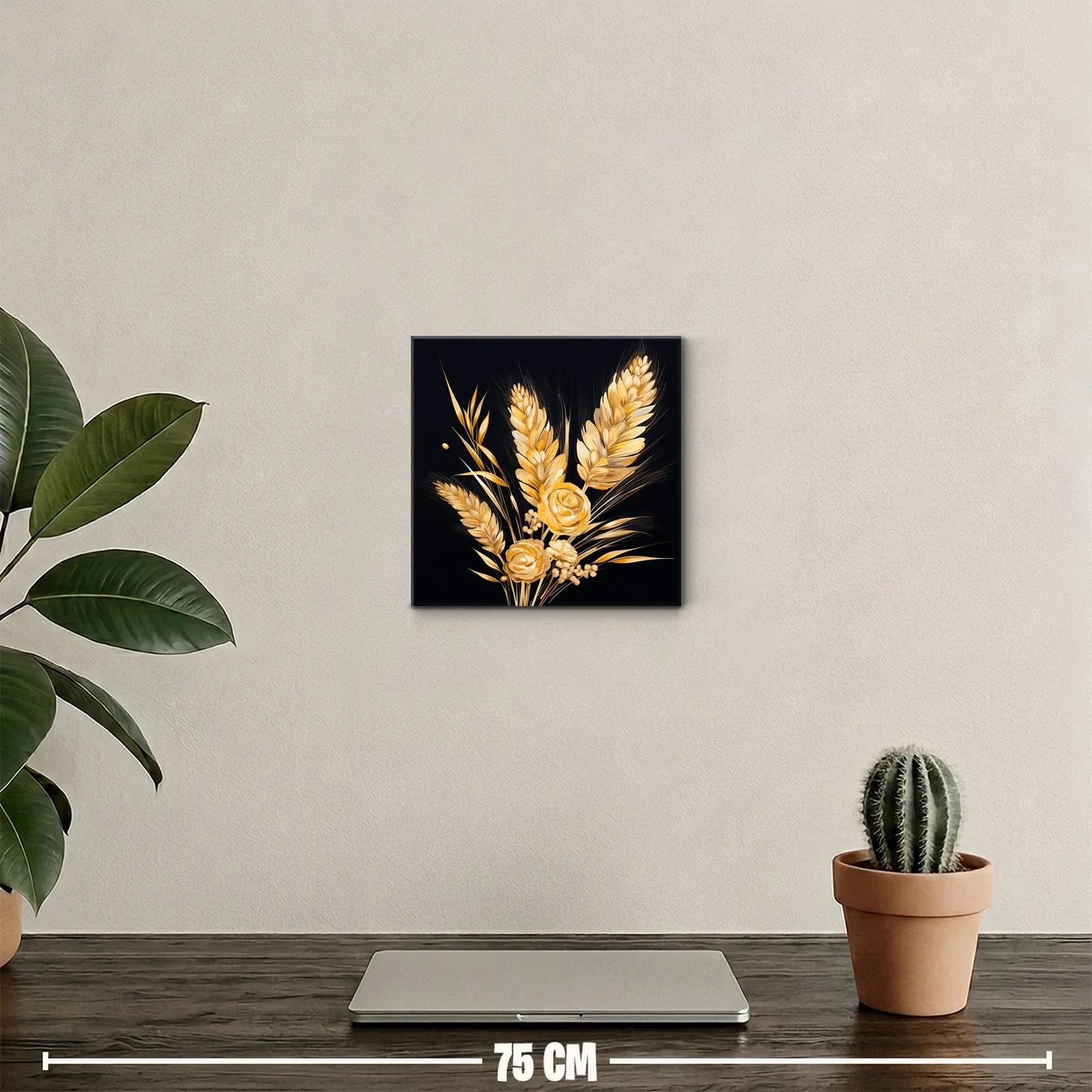 Elegancia natural con bouquet dorado sobre fondo negro — miniatura 2