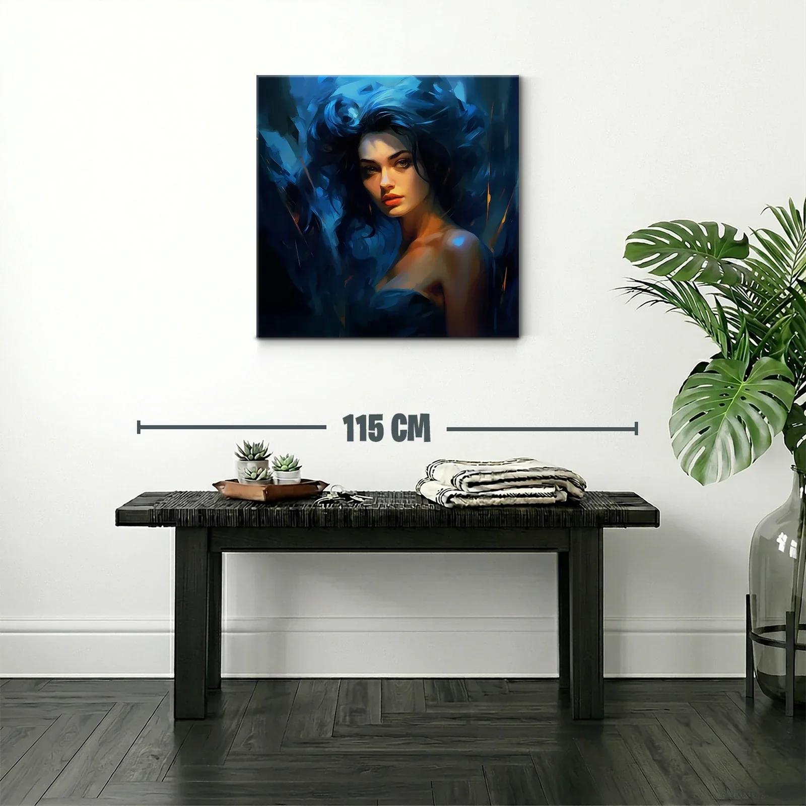 Retrato femenino con luces y sombras en tonos azules — miniatura 2