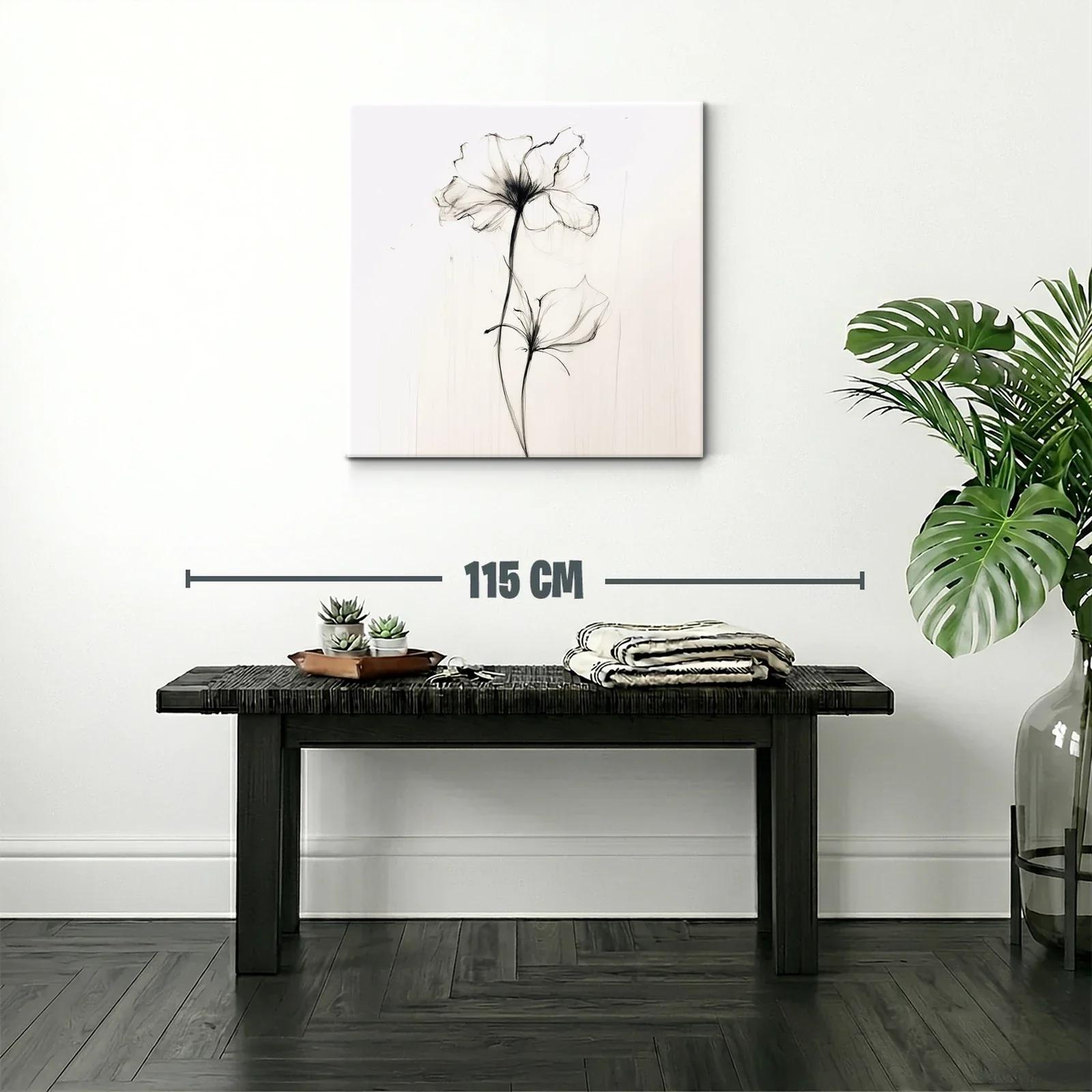 Elegante flor en trazo sutil y delicado en blanco y negro — miniatura 2