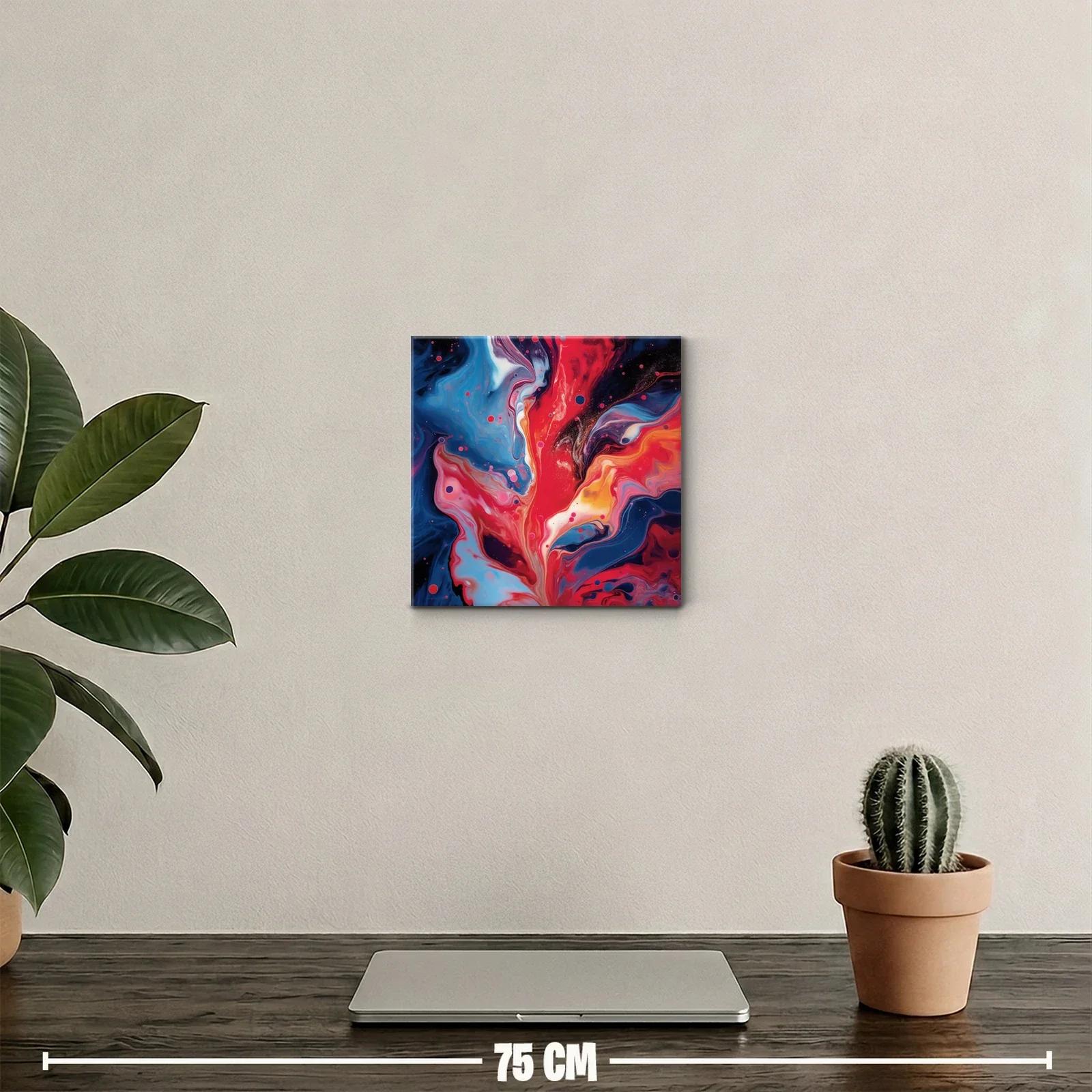 Cuadro decorativo abstracto en vibrantes tonos rojos y azules — miniatura 2