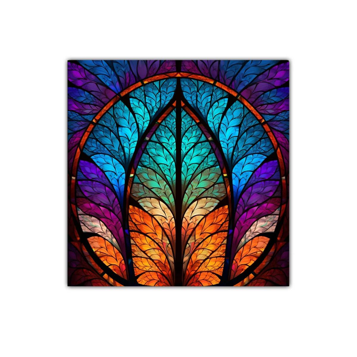 Cuadro decorativo con diseño de hojas en colores vivos — imagen principal