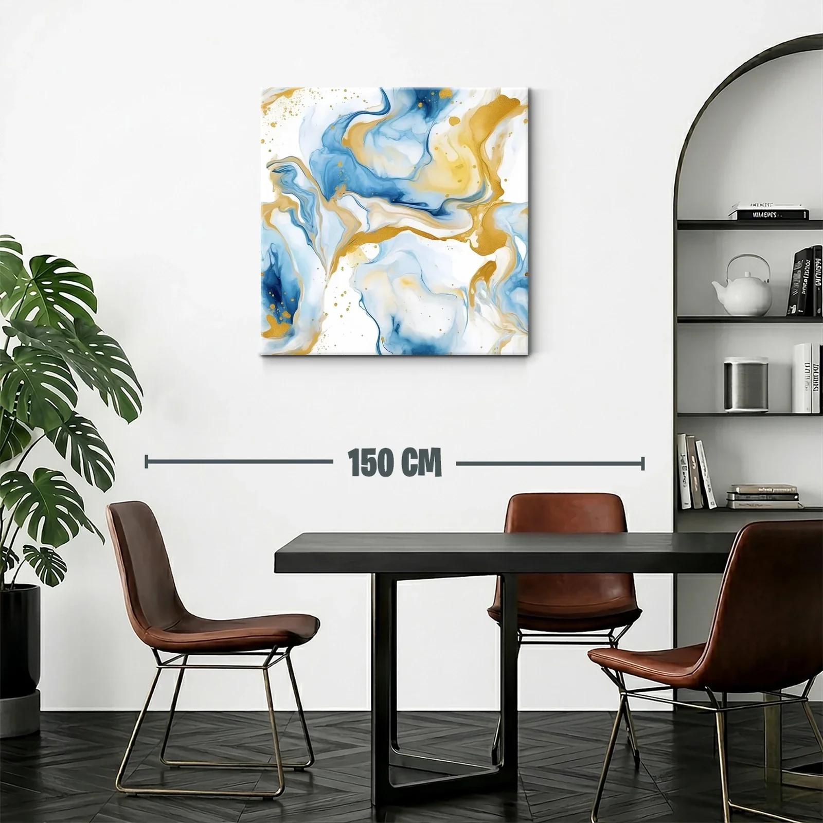 Composición abstracta en tonos azules y dorados — miniatura 2
