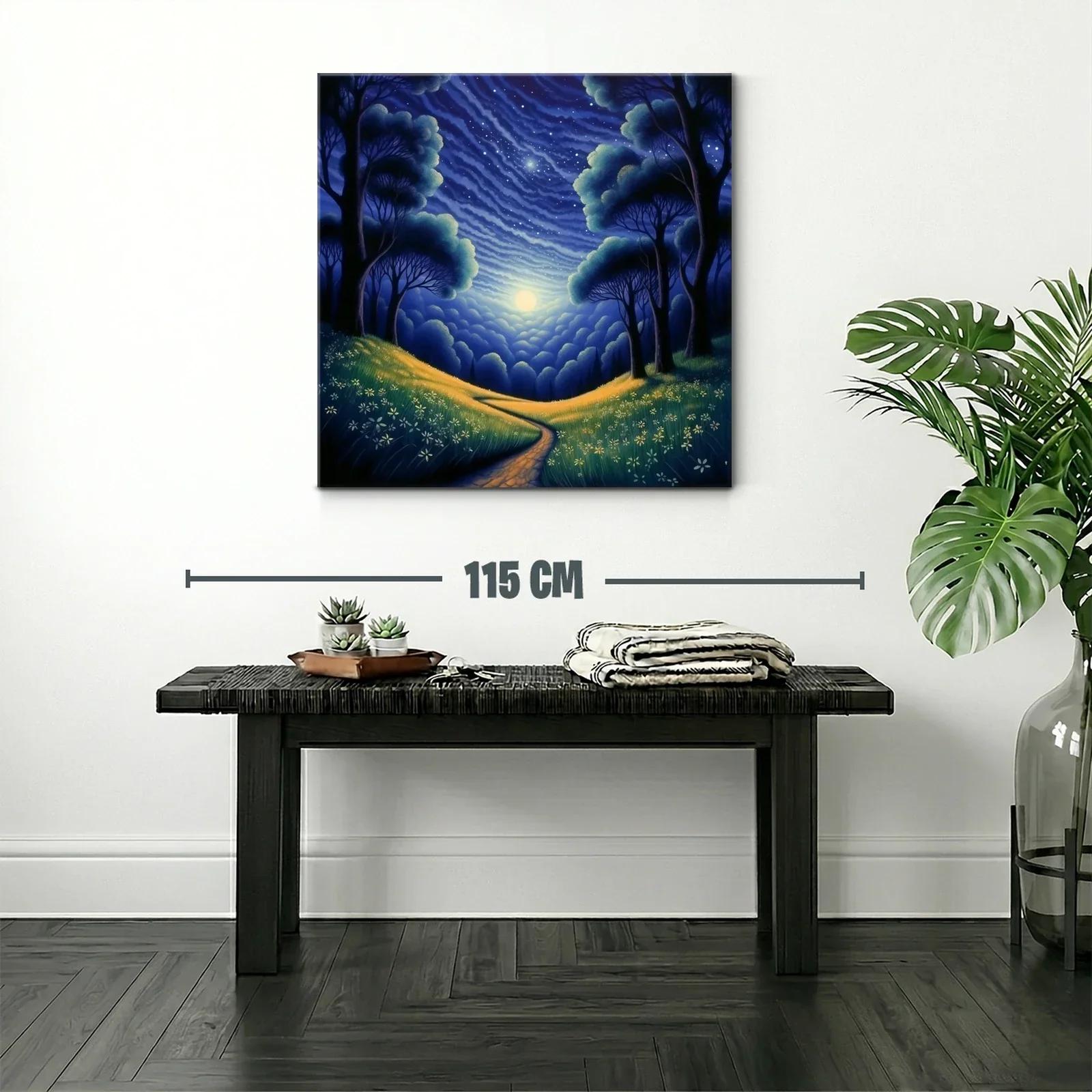 Paisaje nocturno con sendero y cielo estrellado — miniatura 2