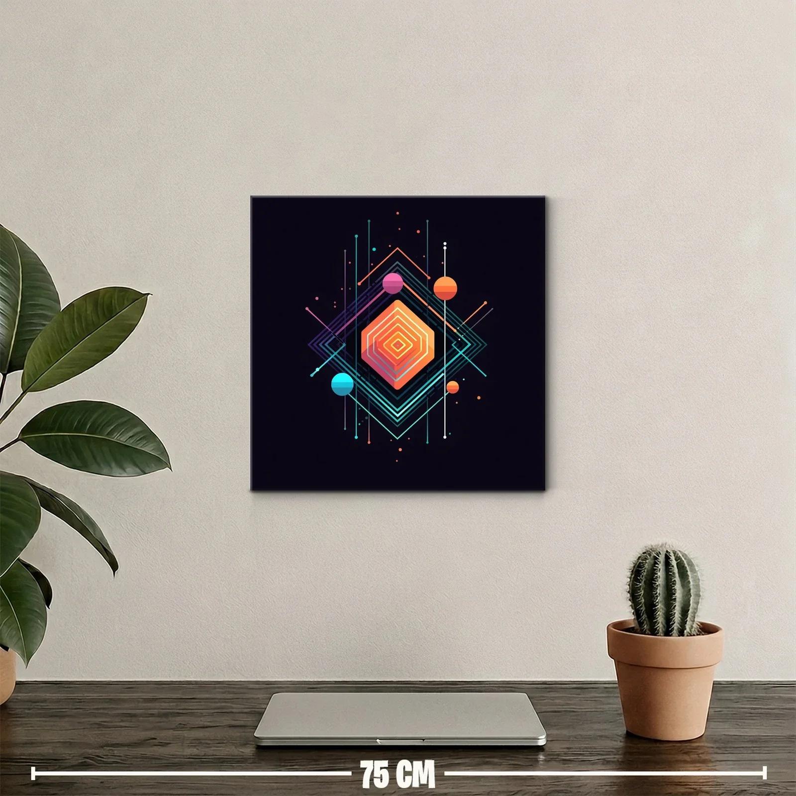 Composición geométrica con formas y líneas en tonos vibrantes — miniatura 2