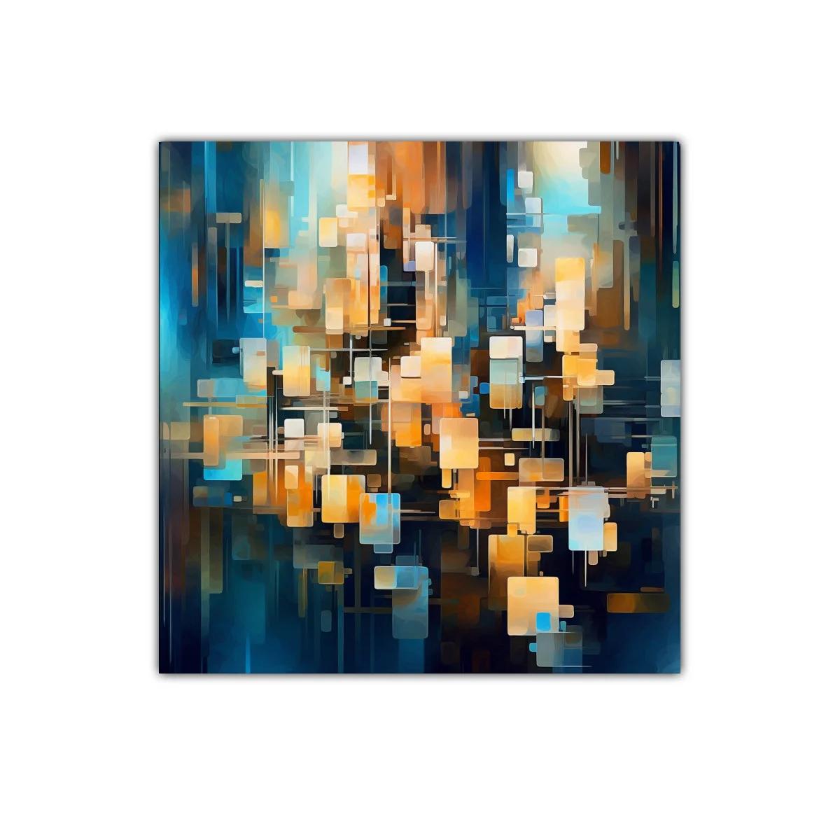 Cuadro abstracto con formas geométricas y colores vibrantes