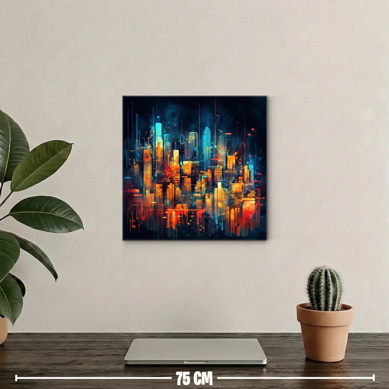 Ciudad futurista vibrante con luces cálidas y frías — miniatura 2