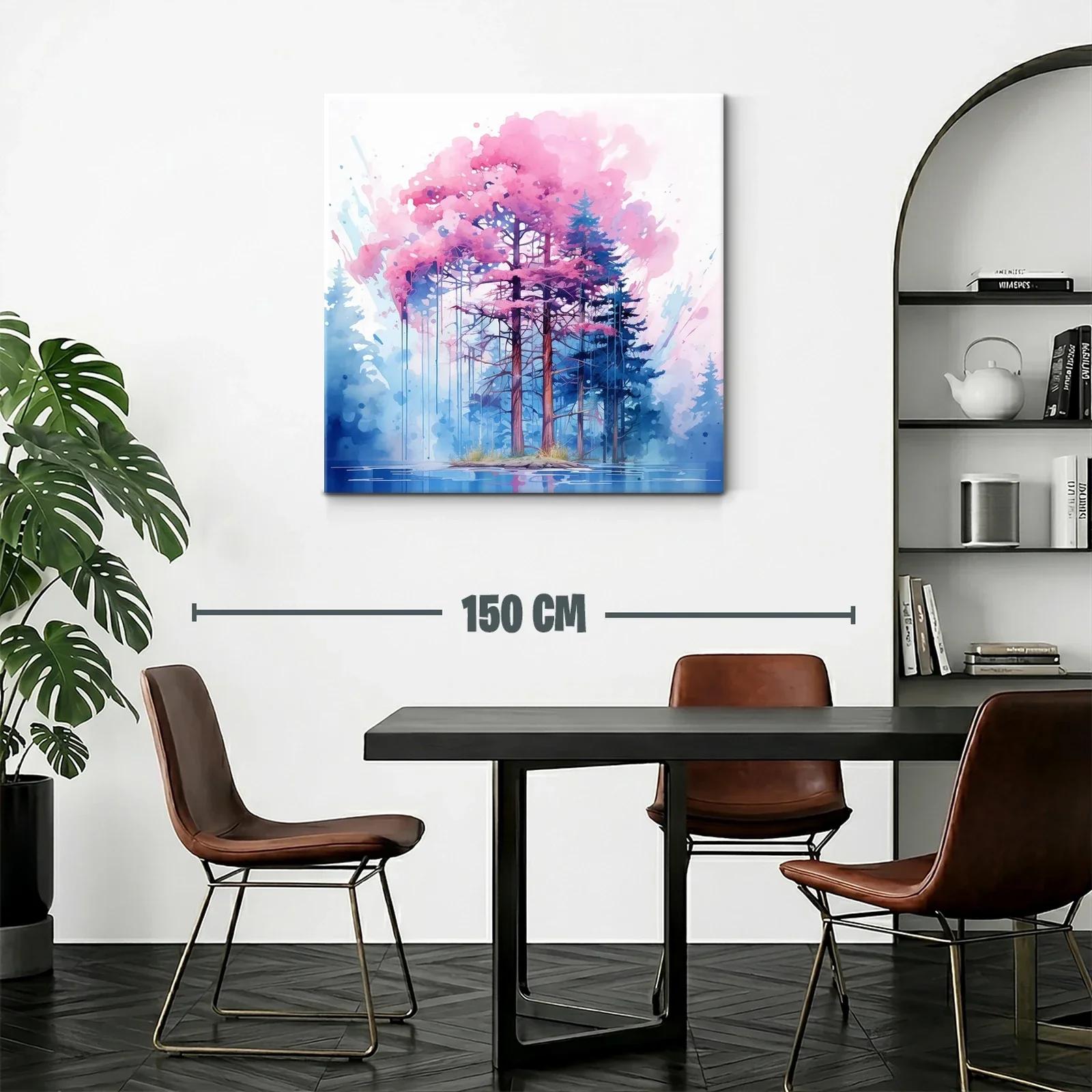Bosque mágico con árboles en tonos rosa y azul — miniatura 2