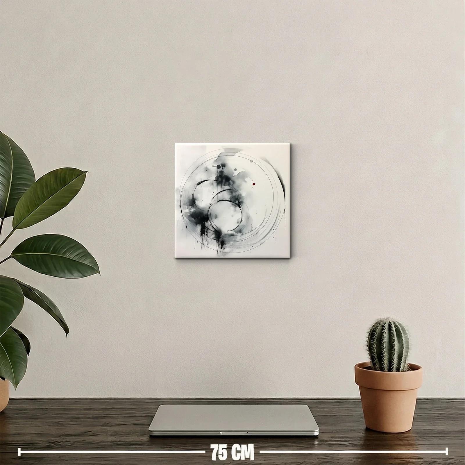 Composición abstracta con círculos en tonos grises y negros — miniatura 2