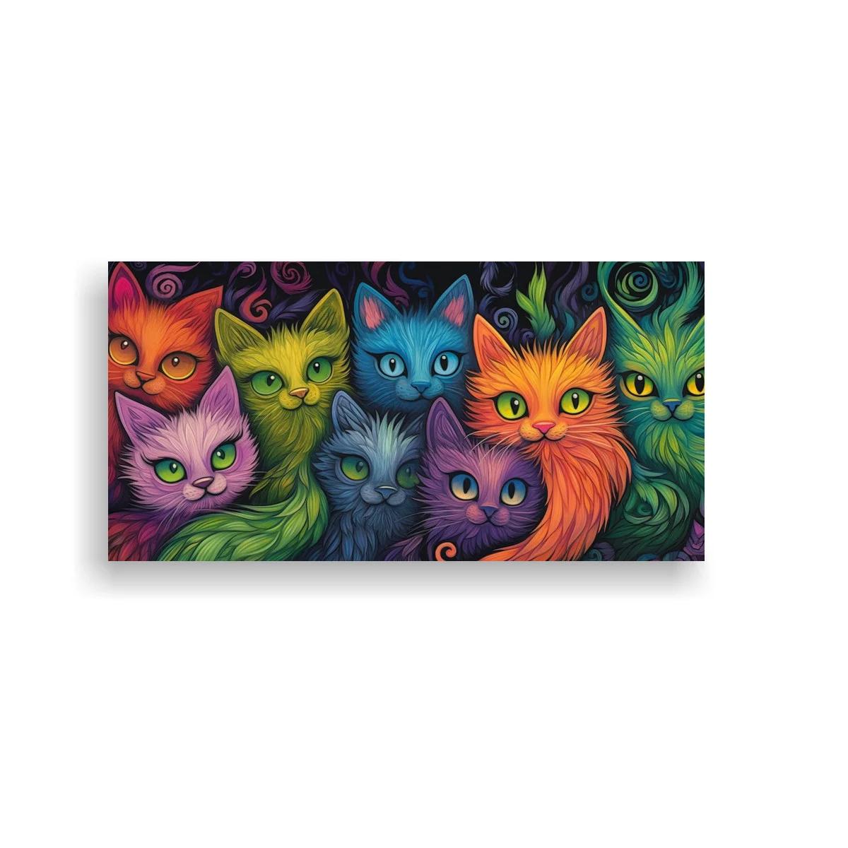 Cuadro grupo de gatos de colores superpuestos