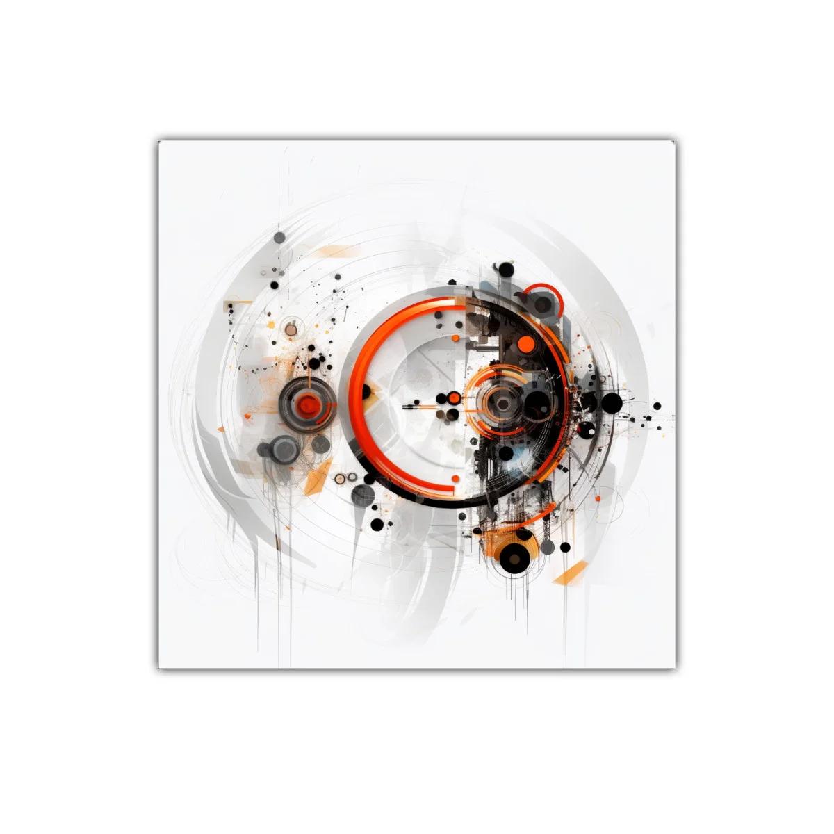 Composición abstracta con círculos en tonos naranja y negro