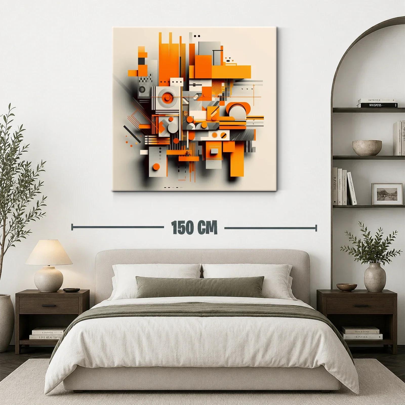 Composición geométrica vibrante en tonos naranja y gris — miniatura 3