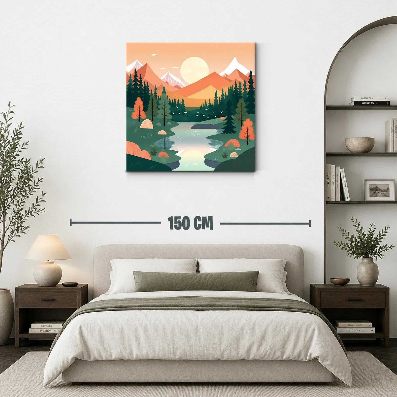 Paisaje sereno con río y montañas al atardecer — miniatura 3