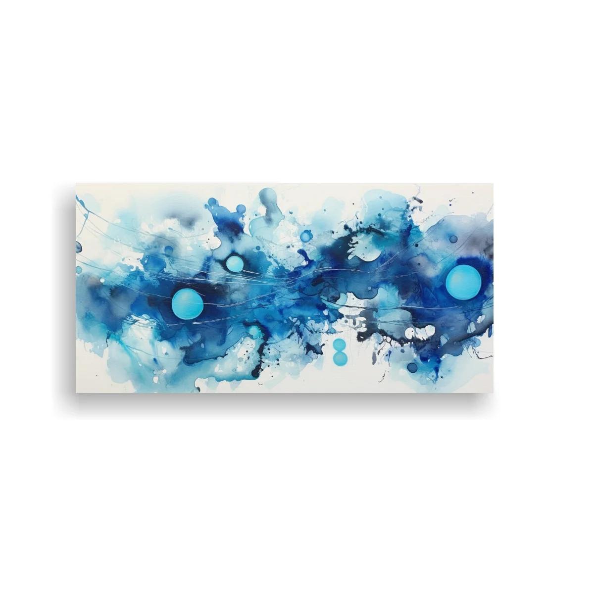 Cuadro mancha abstracta azul con velos turquesa — imagen principal