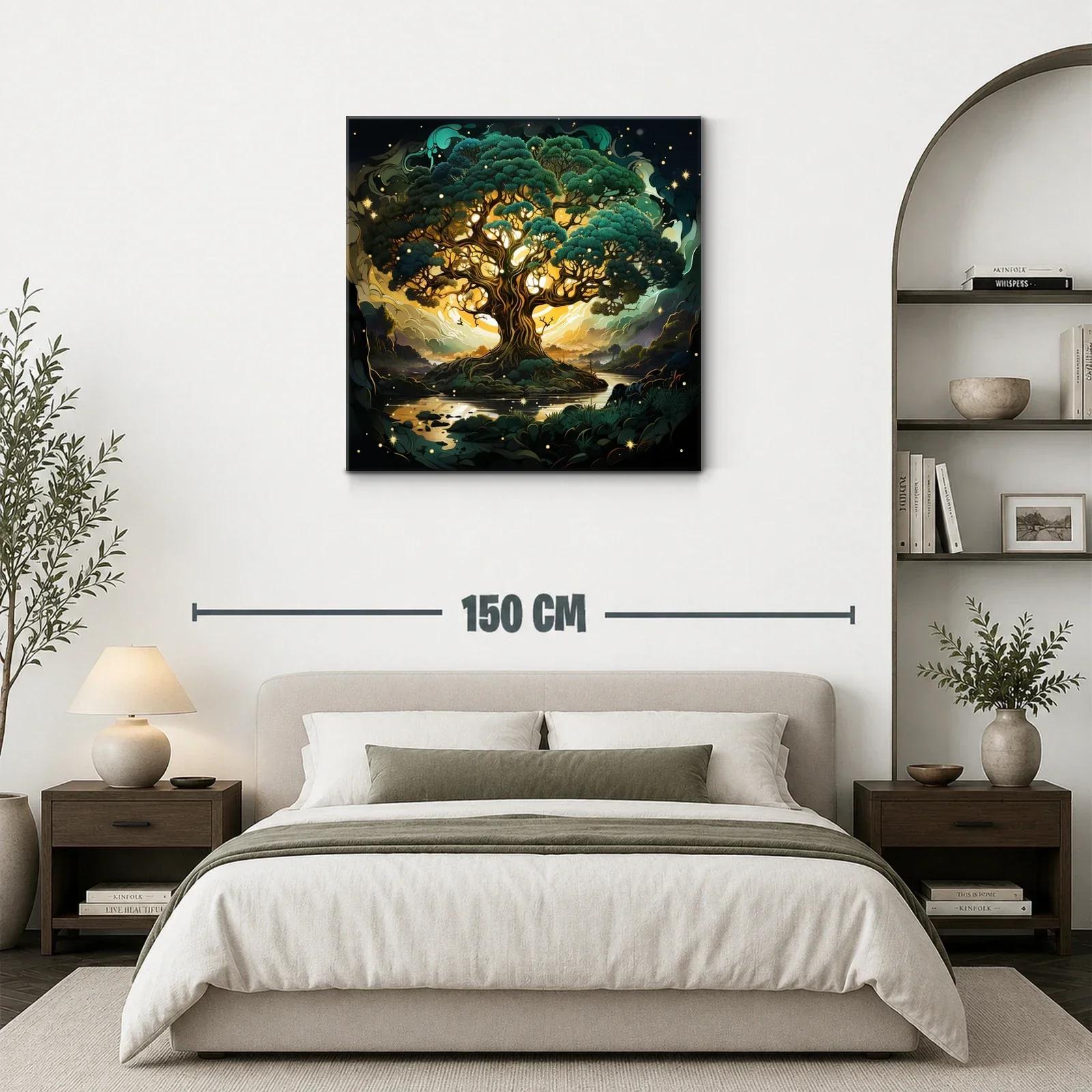 Árbol mágico iluminado con tonos verdes y dorados — miniatura 3