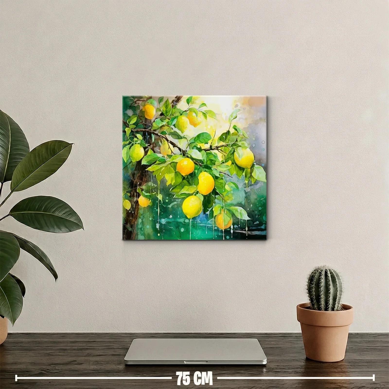 Cuadro con limones vibrantes en ramas verdes frescas — miniatura 2