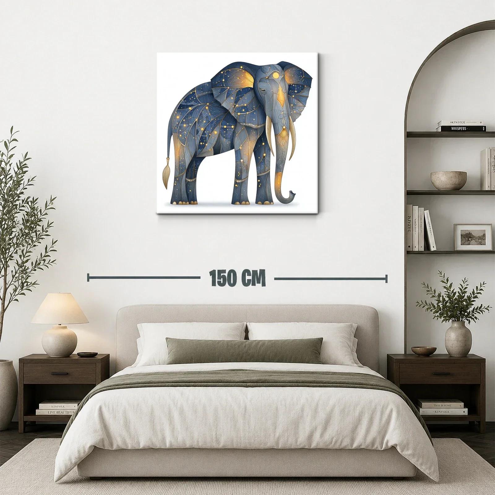 Elefante místico con constelaciones doradas y azul noche — miniatura 3